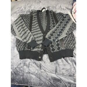 Vtg City Streets Geometric Cardigan Sweater Mens Size XLT